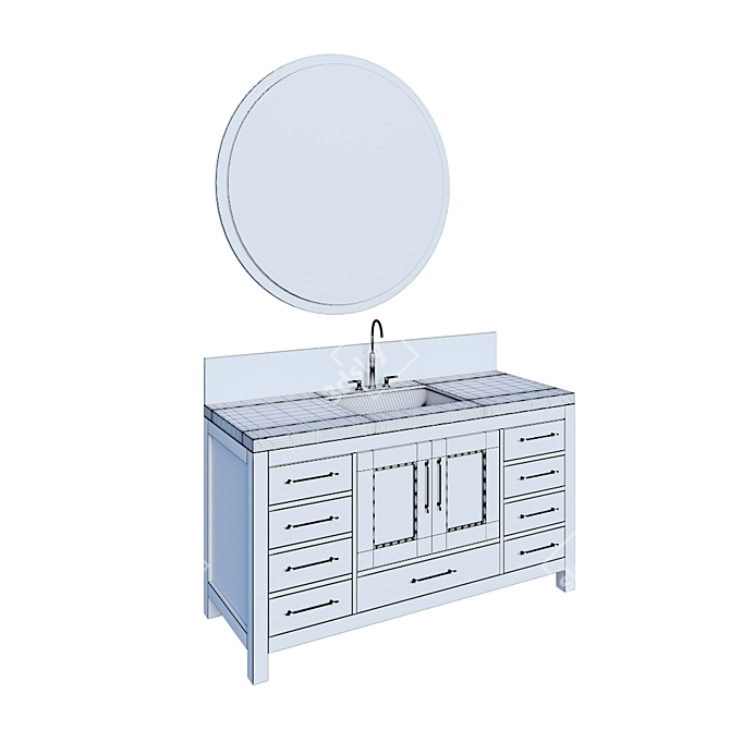 Kendall Blue Vanity Set 3D model image 5