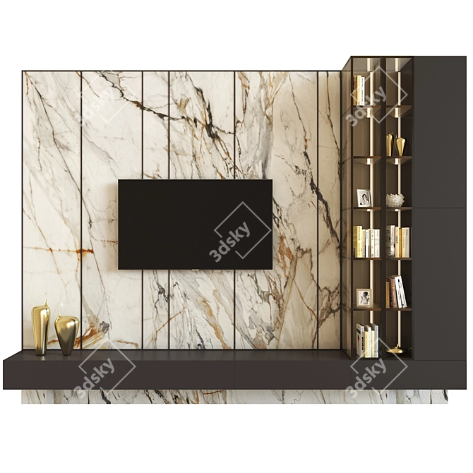 Sleek TV Wall Unit 3D model image 1