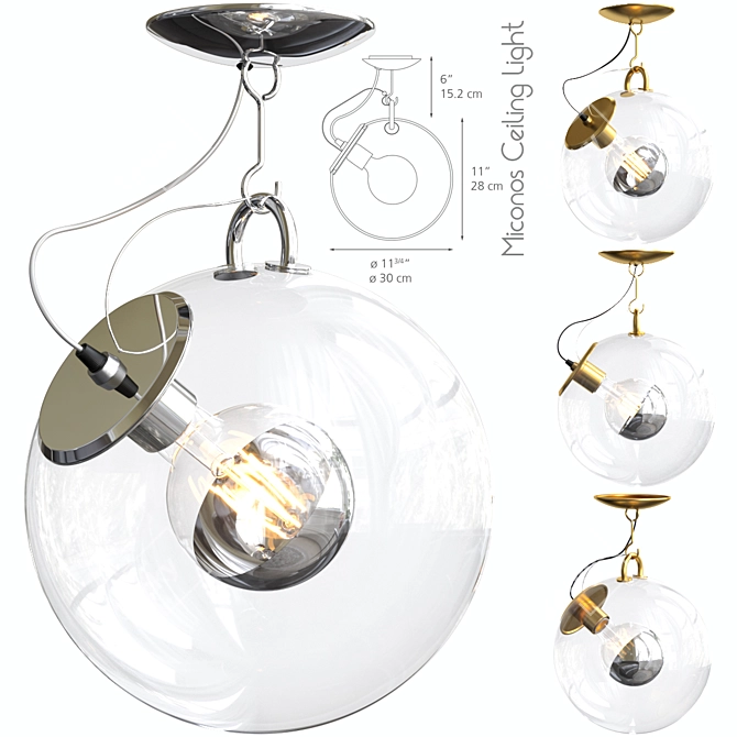 Elegant Miconos Ceiling Light - Illuminate Your Space 3D model image 1