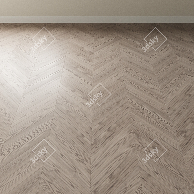 Silver Ash Chevron Parquet 3D model image 3