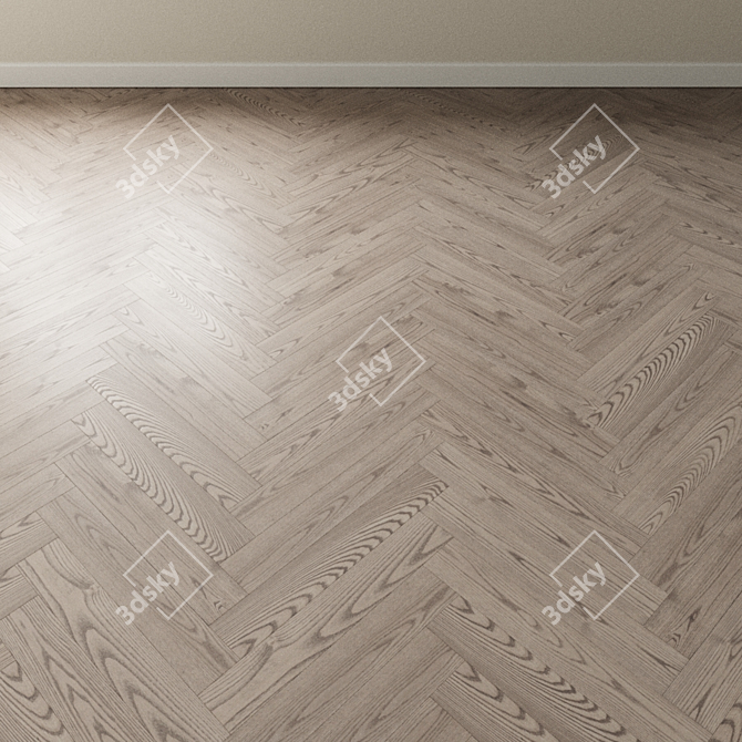 Silver Ash Chevron Parquet 3D model image 4