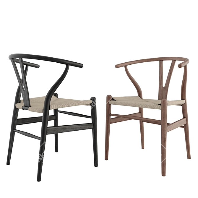 Elegant Embrace: CH24 Chair & Table 3D model image 3