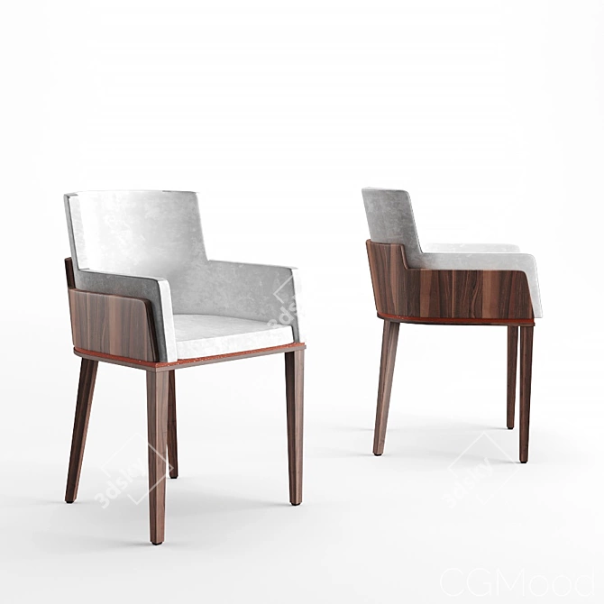 Elegant Walnut Cator Dining Chair 3D model image 1