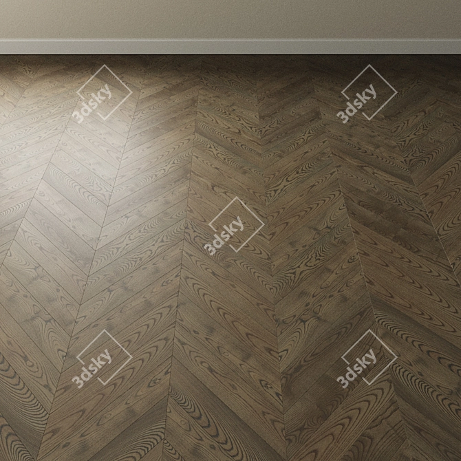 Riviera Gray Ash Chevron Parquet 3D model image 4