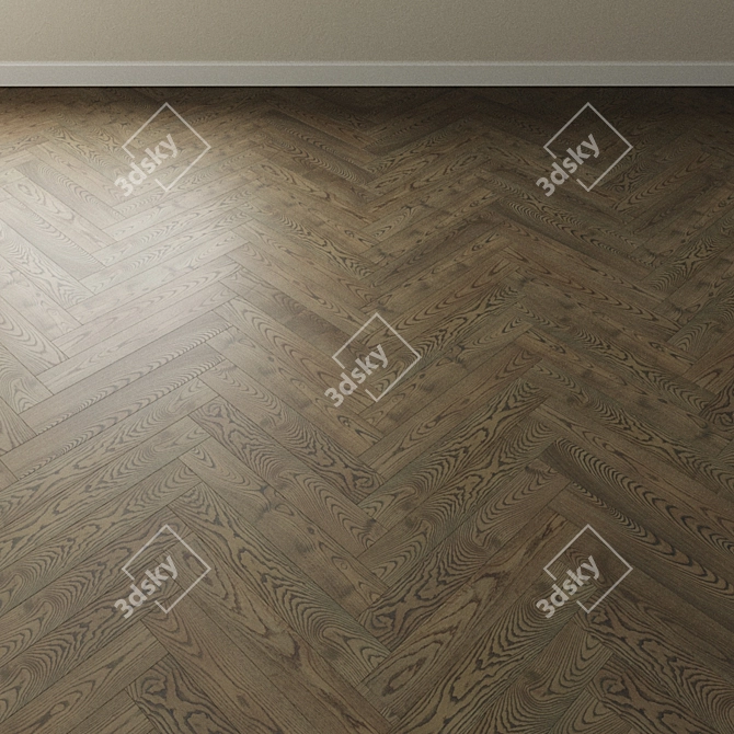 Riviera Gray Ash Chevron Parquet 3D model image 1