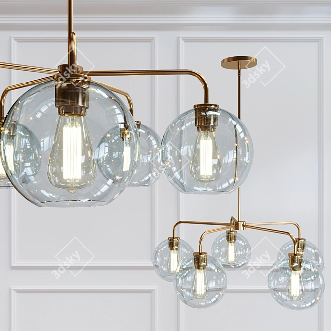 Radiant Glass 5-Light Chandelier 3D model image 1