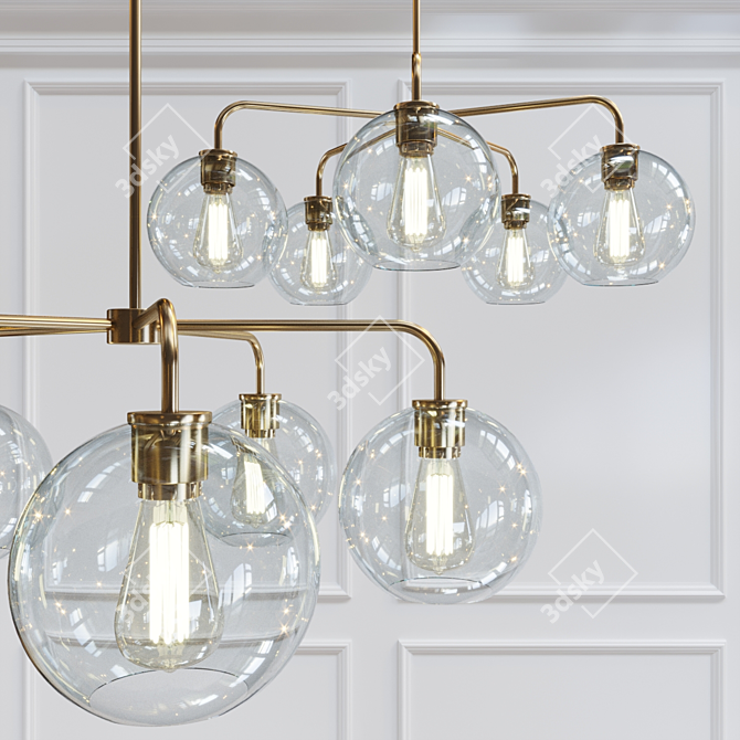 Radiant Glass 5-Light Chandelier 3D model image 3