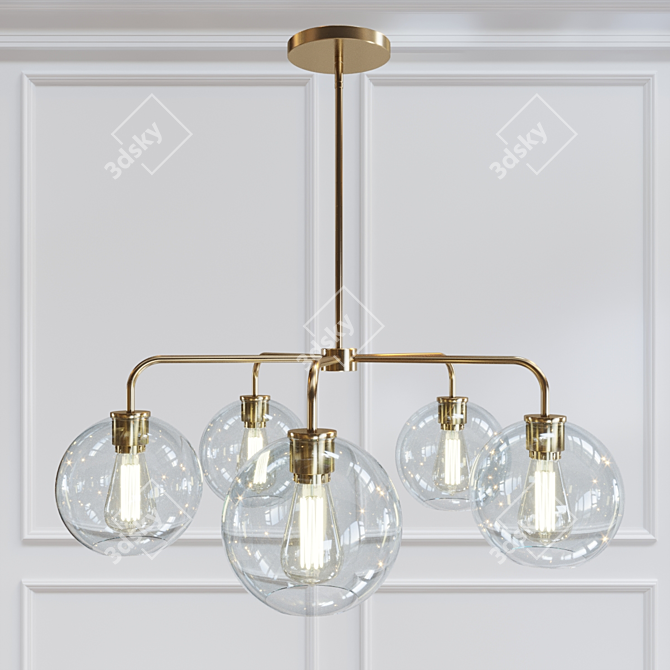 Radiant Glass 5-Light Chandelier 3D model image 5