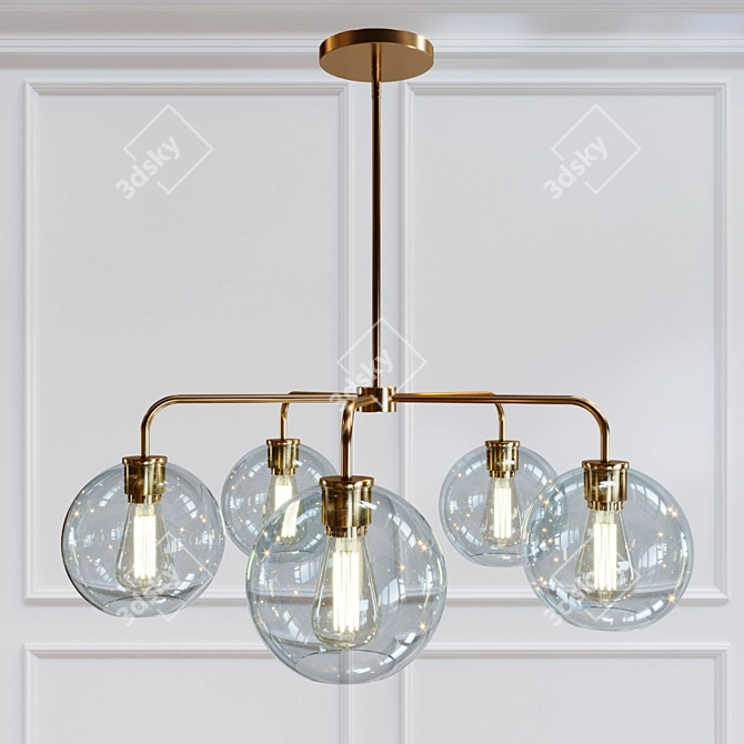 Radiant Glass 5-Light Chandelier 3D model image 6