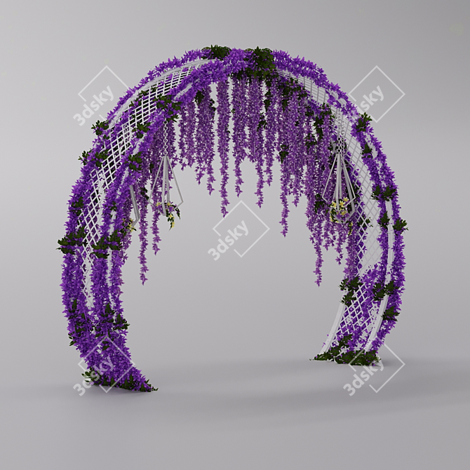 Elegant Floral Wedding Arch 3D model image 3