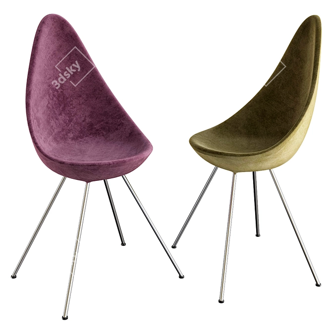 Elegant Drop Plastic Chair 3D model image 1