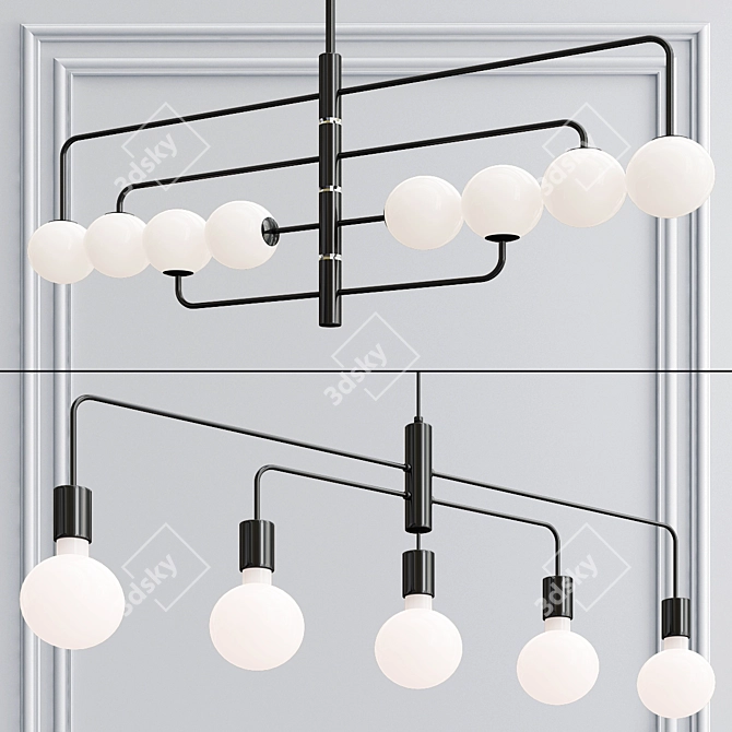 Modern Black Pendant Light Collection 3D model image 1