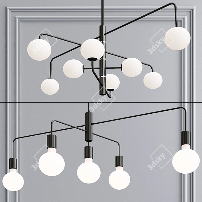 Modern Black Pendant Light Collection 3D model image 2