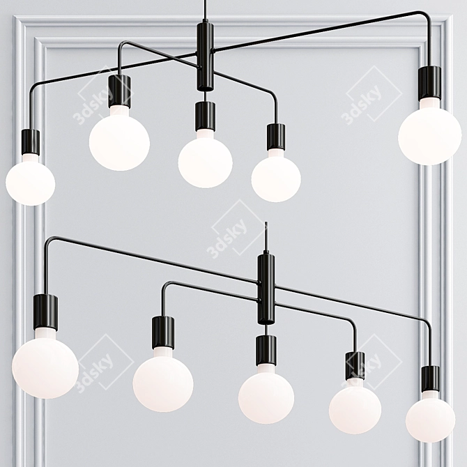 Modern Black Pendant Light Collection 3D model image 3