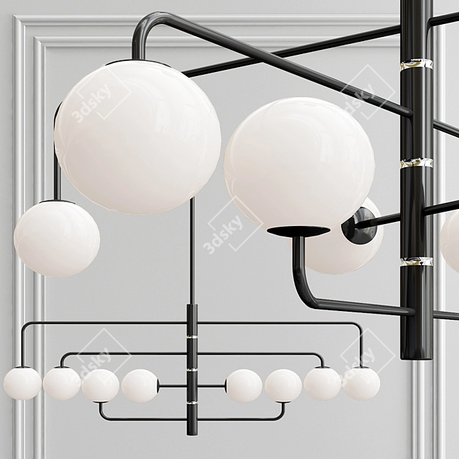 Modern Black Pendant Light Collection 3D model image 4