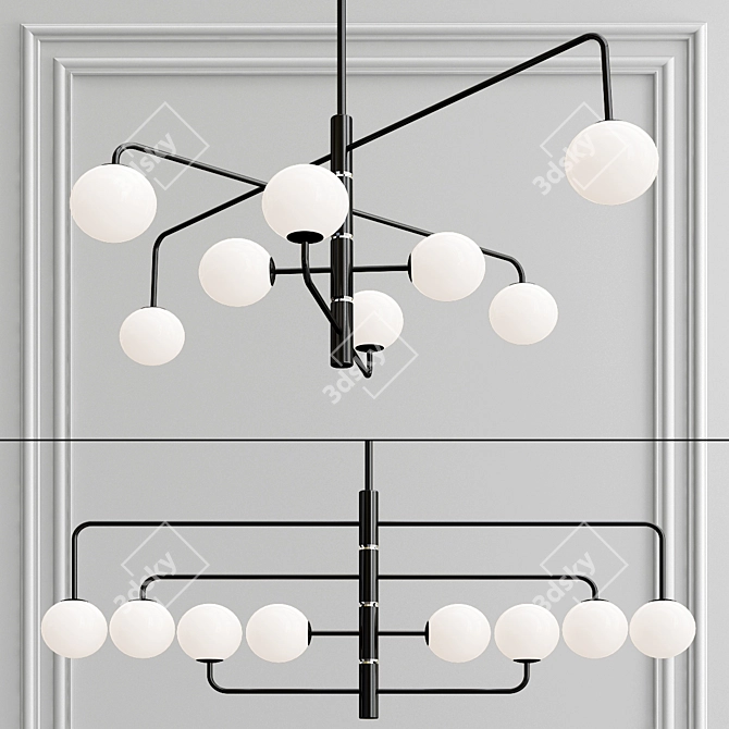 Modern Black Pendant Light Collection 3D model image 5