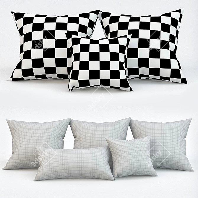 Modern Pillow Set for Contemporary Interiors 3D model image 2