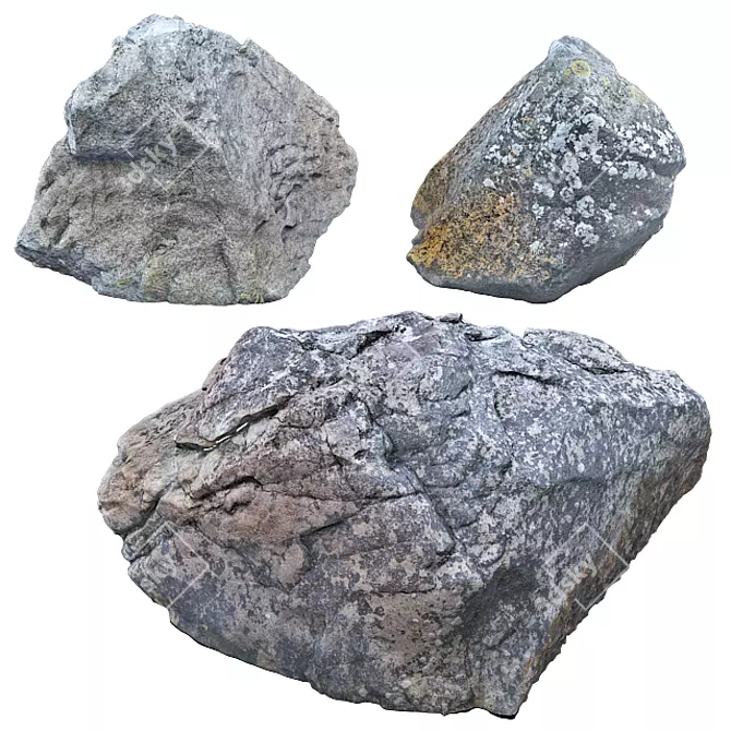  Coastal Gems: 3D Beach Rocks 3D model image 1