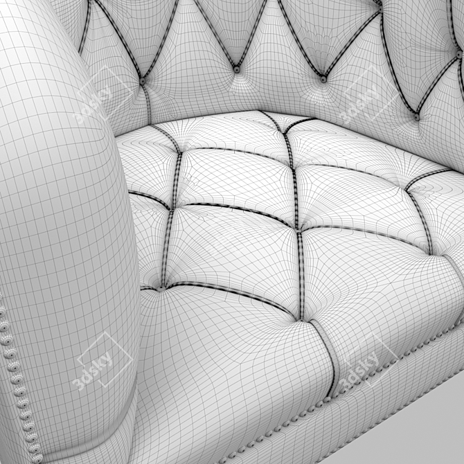 Elegant Burghley Chesterfield Armchair 3D model image 1