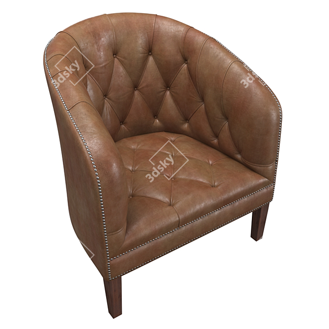 Elegant Burghley Chesterfield Armchair 3D model image 2