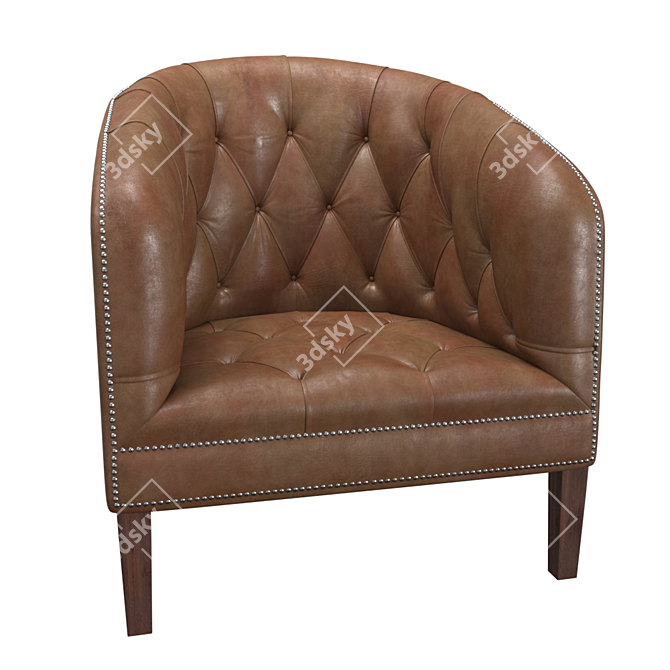 Elegant Burghley Chesterfield Armchair 3D model image 5