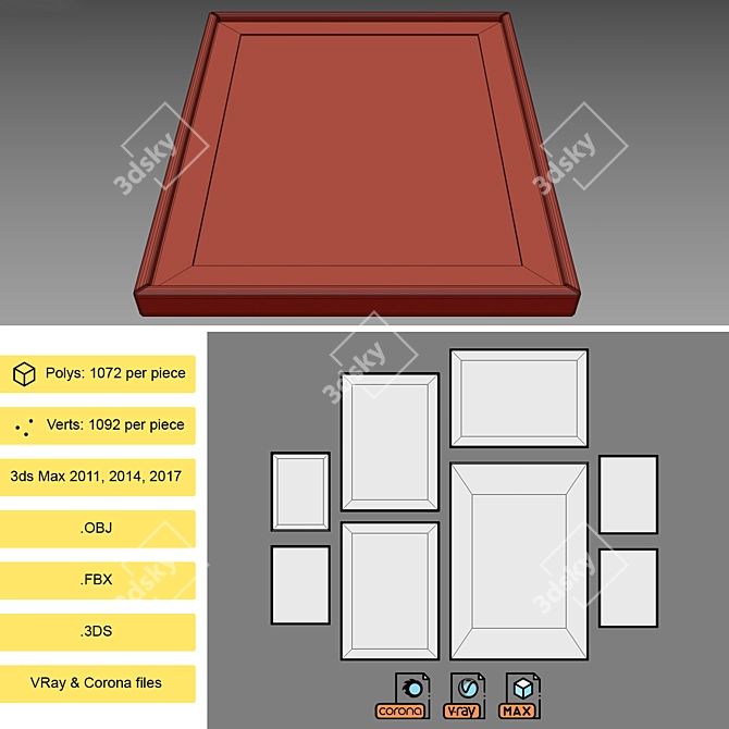 Elegant Framed Interior Pictures 3D model image 5