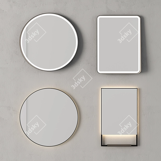 Reflective Elegance: Vanita Mirror Set 3D model image 1