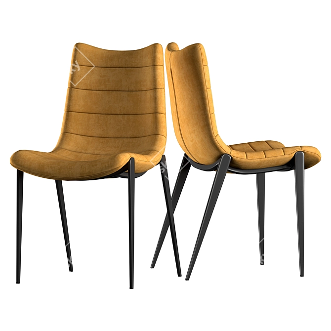 Industrial Tan Leather Chair with Black Iron Legs 3D model image 1