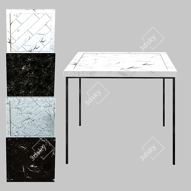 Regal Square Marble Dining Table 3D model image 1