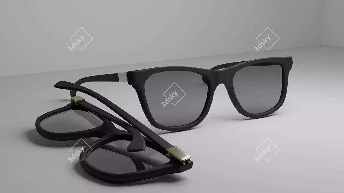 Foldable Sunglasses in Black/White 3D model image 3