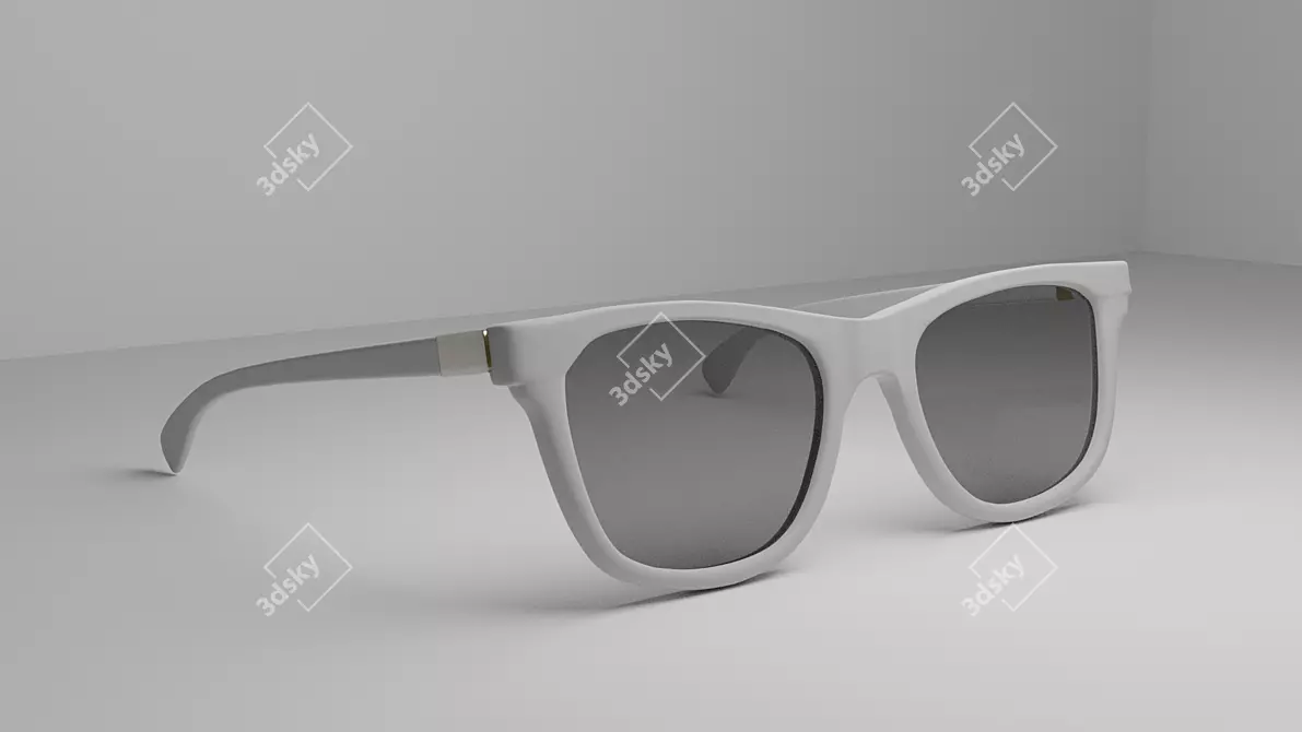 Foldable Sunglasses in Black/White 3D model image 5