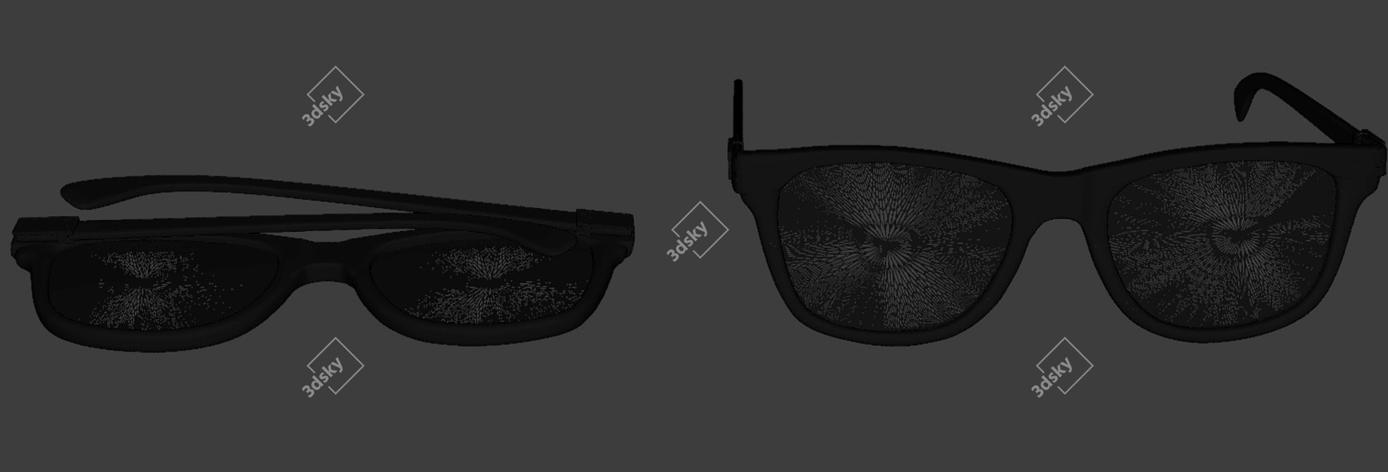 Foldable Sunglasses in Black/White 3D model image 7