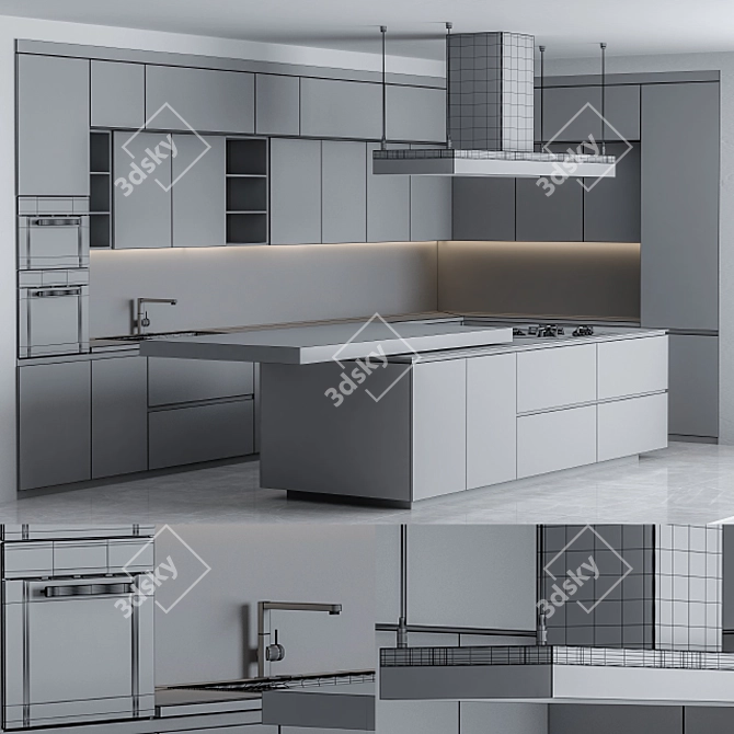  Sleek Black Poliform Kitchen 3D model image 2