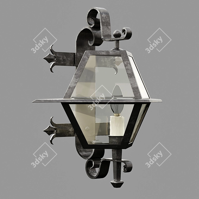 Retro Forged Street Lamp 3D model image 1