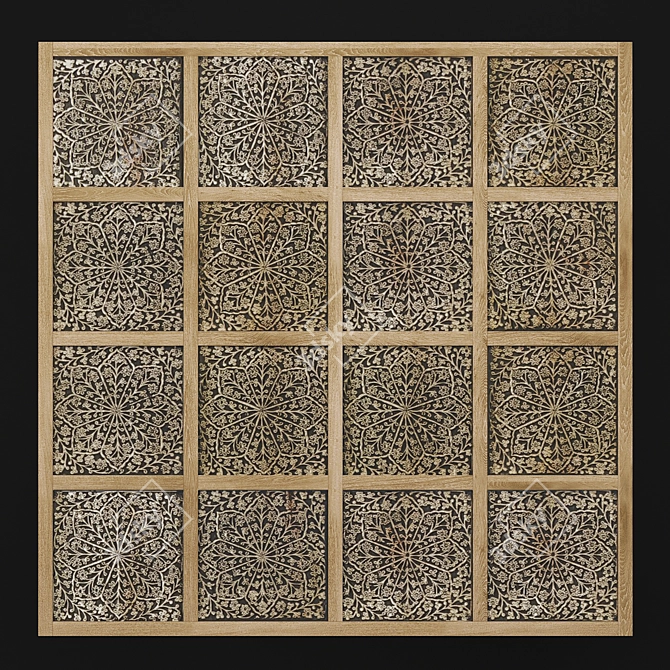 Blackened Carved Mango Wood Wall Art 3D model image 1