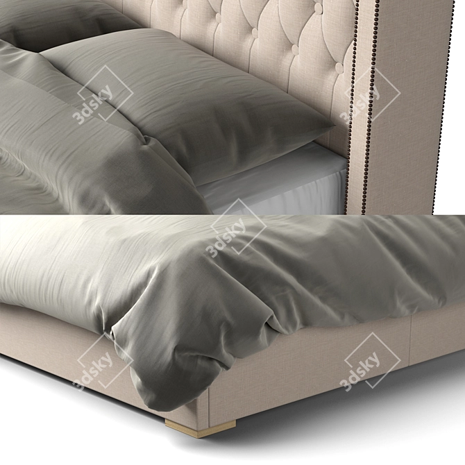 Adler Diamond Tufted Platform Bed 3D model image 4