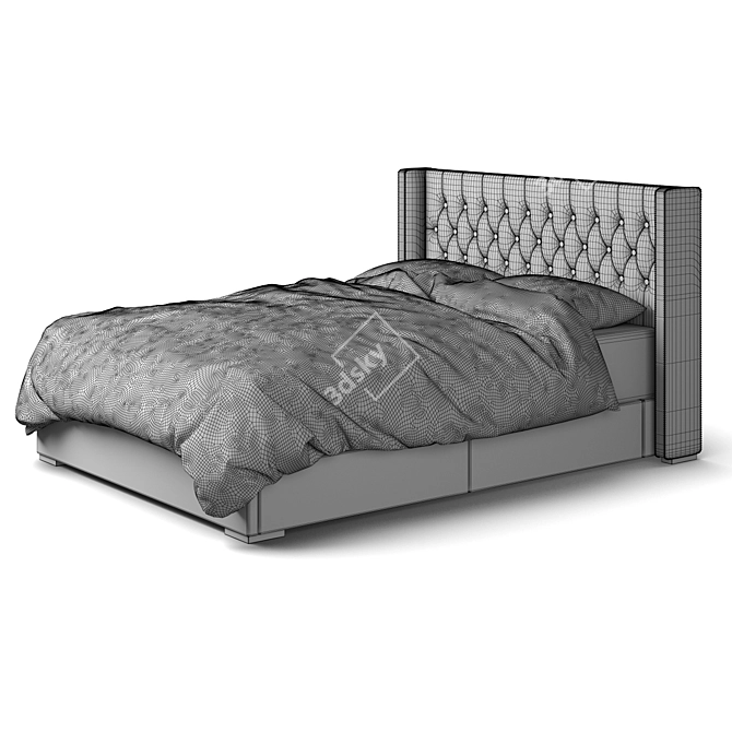 Adler Diamond Tufted Platform Bed 3D model image 5