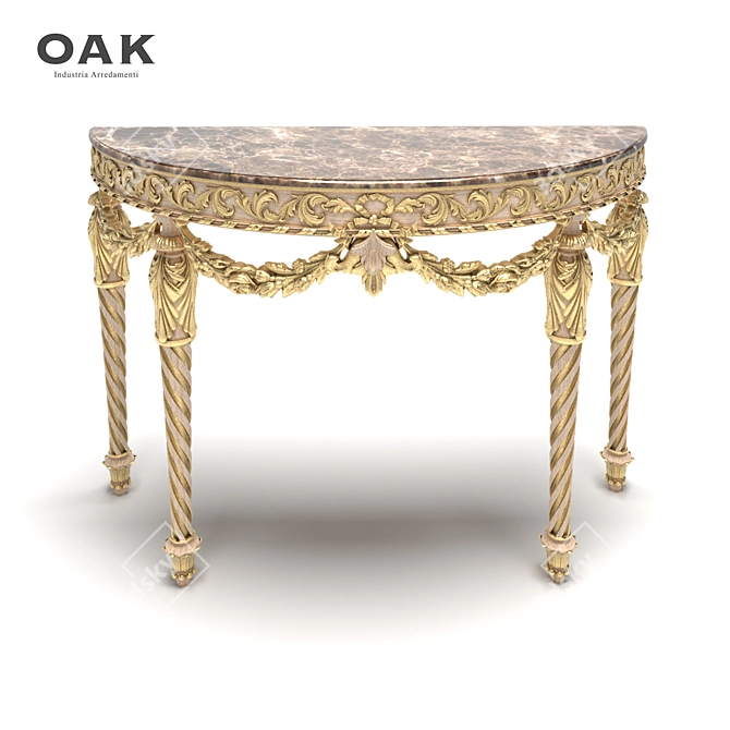 Galleria Collection Golden Leaf Wood Console 3D model image 2