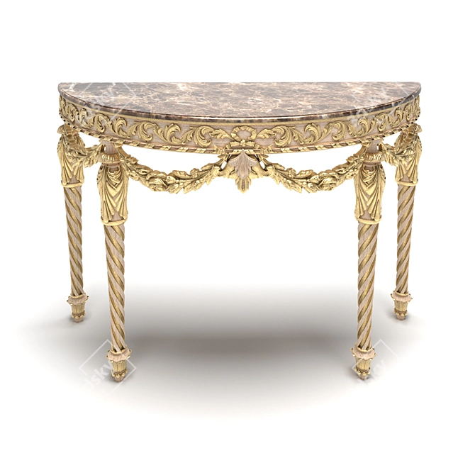 Galleria Collection Golden Leaf Wood Console 3D model image 8