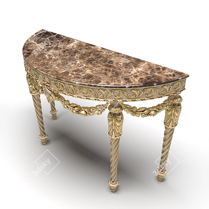 Galleria Collection Golden Leaf Wood Console 3D model image 10