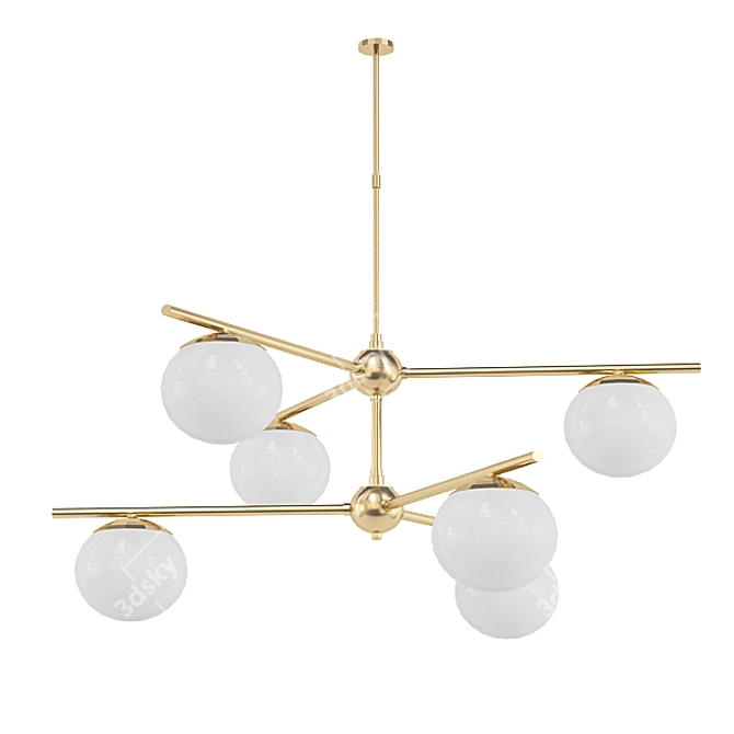 Modernist Gemma Brass Chandelier Set 3D model image 2