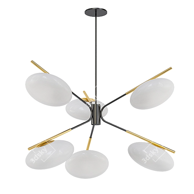 Modernist Gemma Brass Chandelier Set 3D model image 5