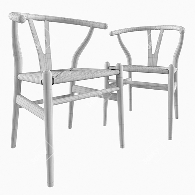 Sleek Ash Wishbone Chair 3D model image 2