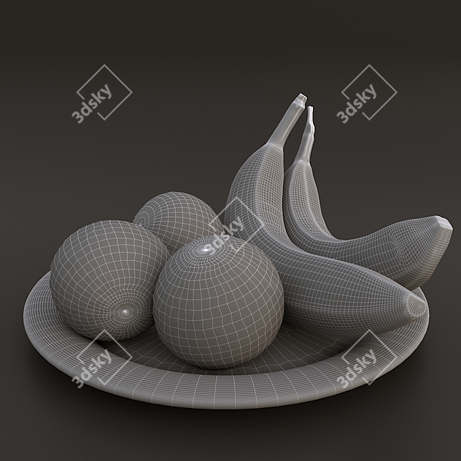 Fruitful Plate: Bananas & Oranges 3D model image 4