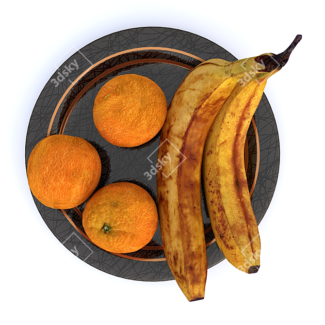 Fruitful Plate: Bananas & Oranges 3D model image 10