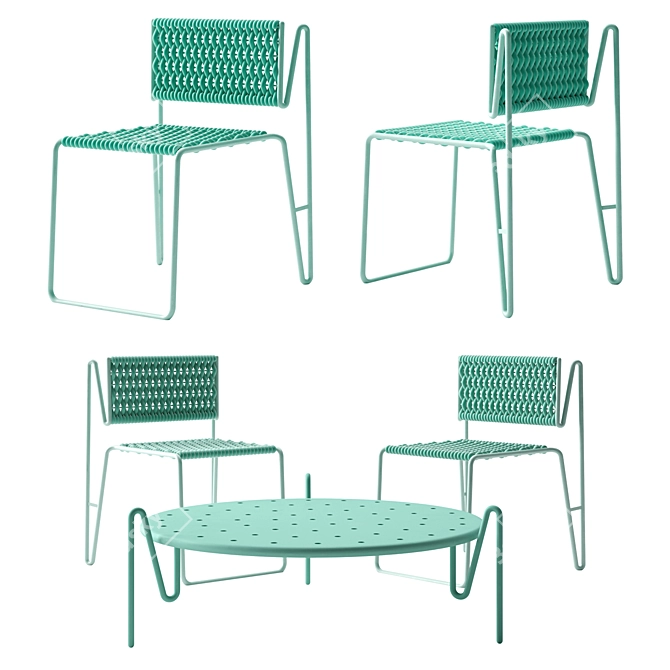 Elegant Foldable Chair & Table 3D model image 1