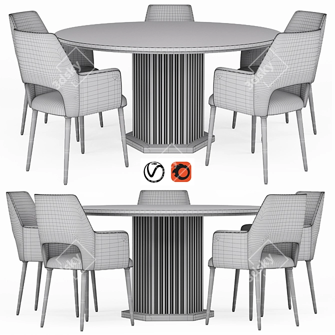 Elegant 10-Seat Dining Table Set 3D model image 2
