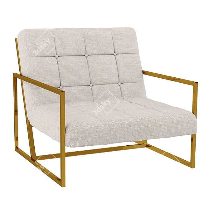 Luxurious Golden Lounge Chair 3D model image 4