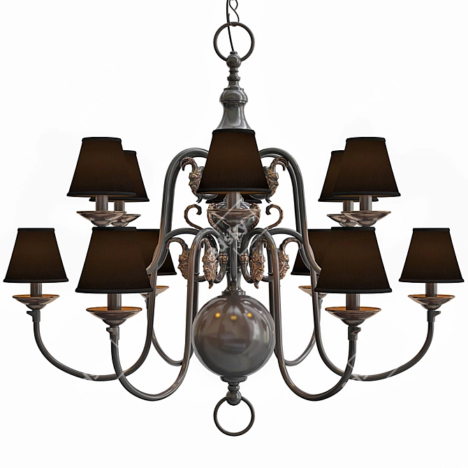 Elegant Bronze Chandelier: La Chapelle 3D model image 1