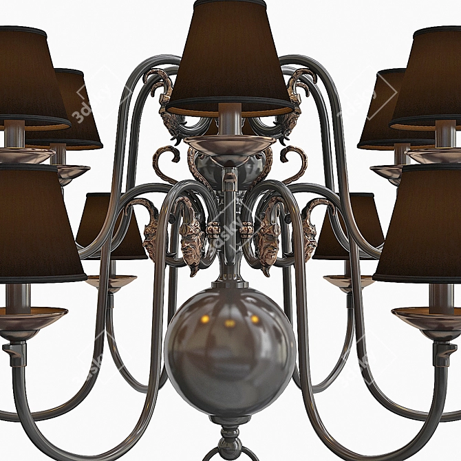 Elegant Bronze Chandelier: La Chapelle 3D model image 2